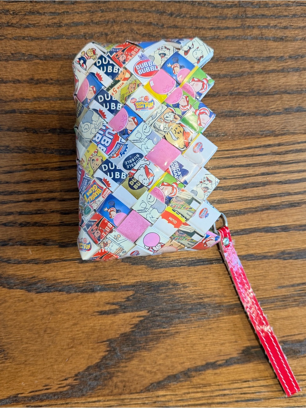 Nahui Ollin Woven Bubble Gum Print Wristlet Wallet - Pink Multicolor